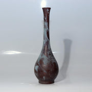 Japanese Vintage Bronze Tsurukubi Flower Vase Long Neck Green Patina Finish2