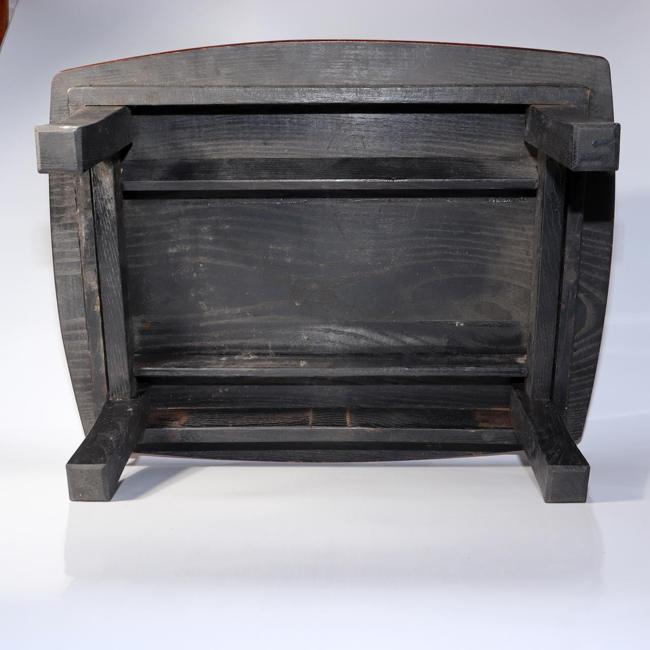 Japanese Vintage Folding Low Table Chabudai Wood Brown Black Compact 43cm WO5244