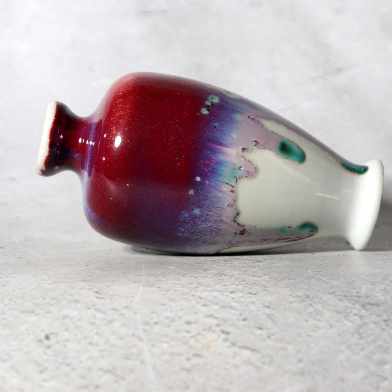 ​Japanese Studio Ceramic Vase Peacock Glaze Masahide Matsuyama Tatsuno Kiln9