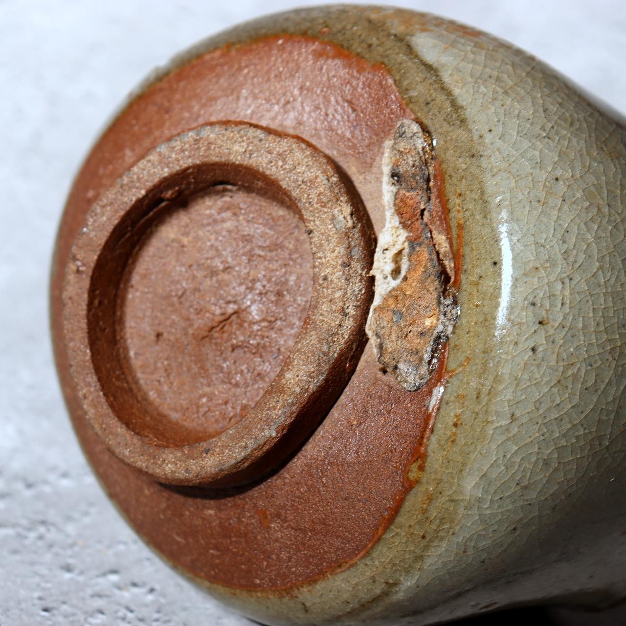 Antique Japanese Karatsu Tea Bowl Chawan Kihara Kiln Distorted Shape Box PCP27710