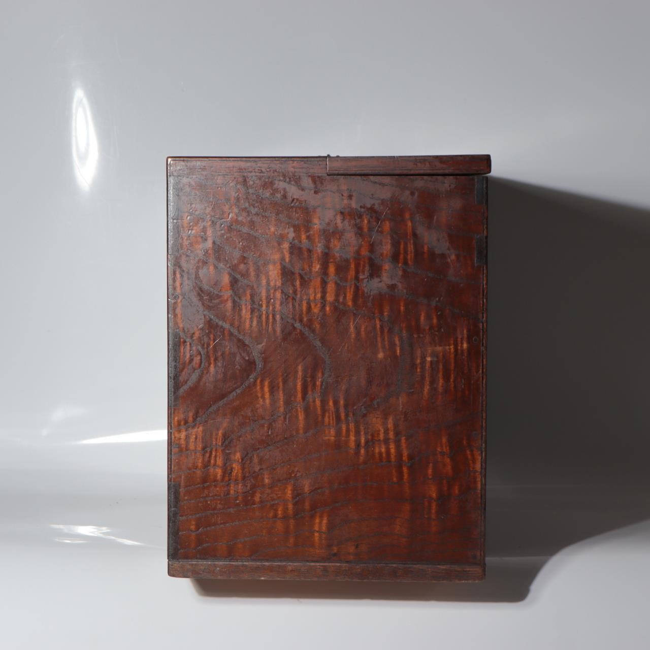 Vintage Japanese Tamo Wood Haribako Sewing Box Figured Grain WO6192