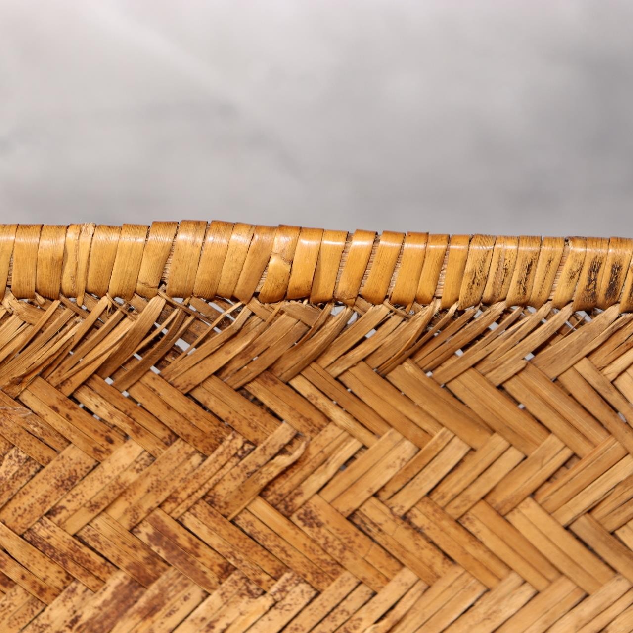 Japanese Vintage Bamboo Basket Box Lidded Storage Organizer Woven Rustic BVO6814