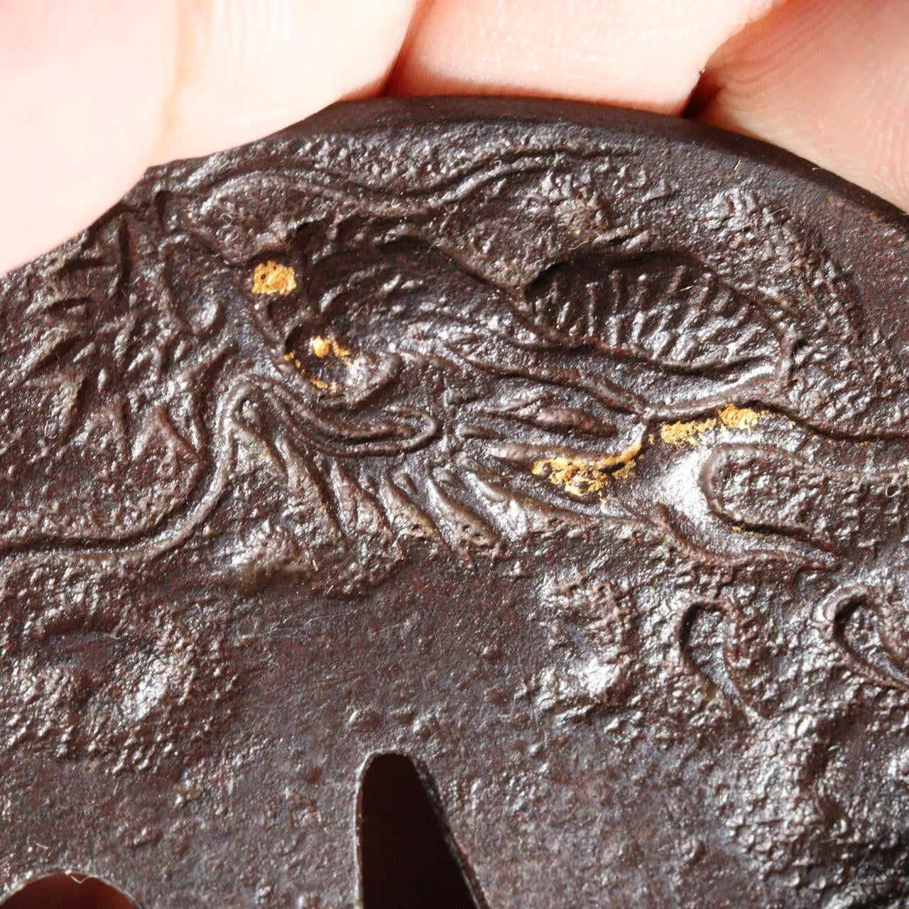 High-Class Antique Japanese Samurai Sword Tsuba Satsuma School Dragon Gold Inlay9