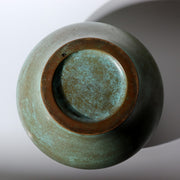 Vintage Heavyweight Japanese Bronze Vase Engraved carp Motif Verdigris Patina4
