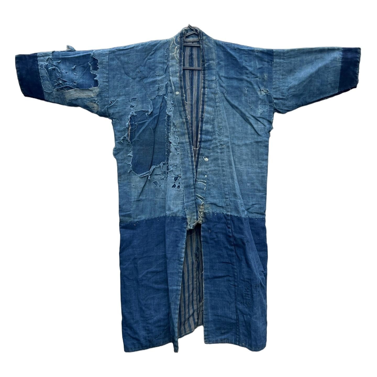 Antique Japanese Indigo Boro Noragi Jacket Patchwork Early Meiji BRKW17320