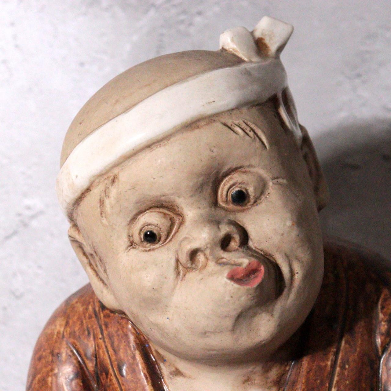 Vintage Japanese Shigaraki Ware Ceramic Figurine Hyottoko Sake Drinker PCP3105