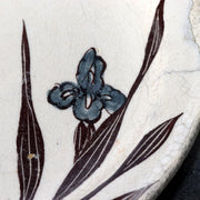 Antique Bakumatsu Seto Ware Ceramic Plate Iris Dragonfly Pattern PCP30614
