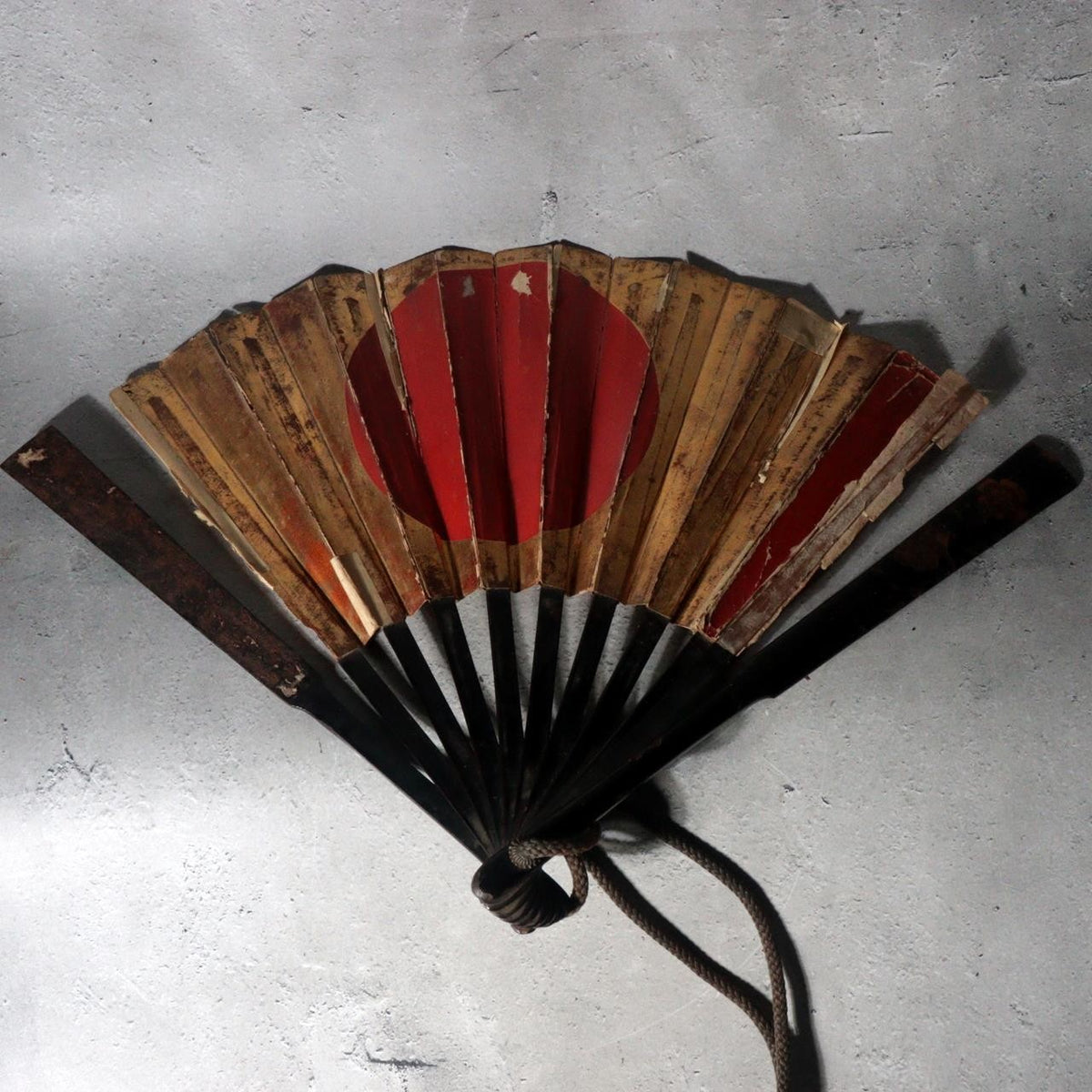 Antique Edo Japanese Iron Gunsen War Fan Big Dipper Sun Kamon Samurai BOSa771