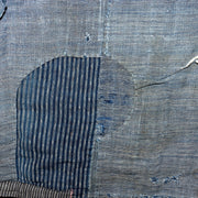 Antique Japanese Boro Indigo Fabric Patchwork Ranru Cotton Textile Rug BRKW16119