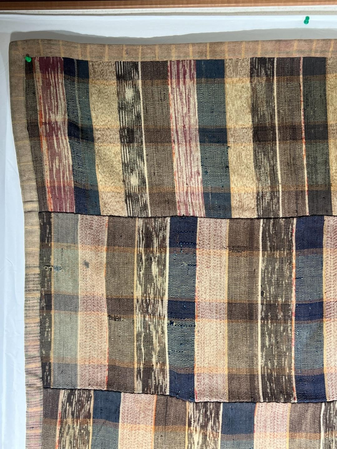 Vintage Japanese Sakiori Rag Weaving Kofu Textile Striped Rug BRKW19116