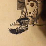 Antique Japanese Hanging Scroll Kakejiku Samurai Armor Hand Painted Silk ASO4355