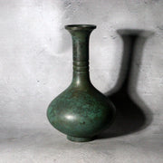Vintage Japanese Takaoka Cast Bronze Vase Crane Neck by Zuiho Green Patina3