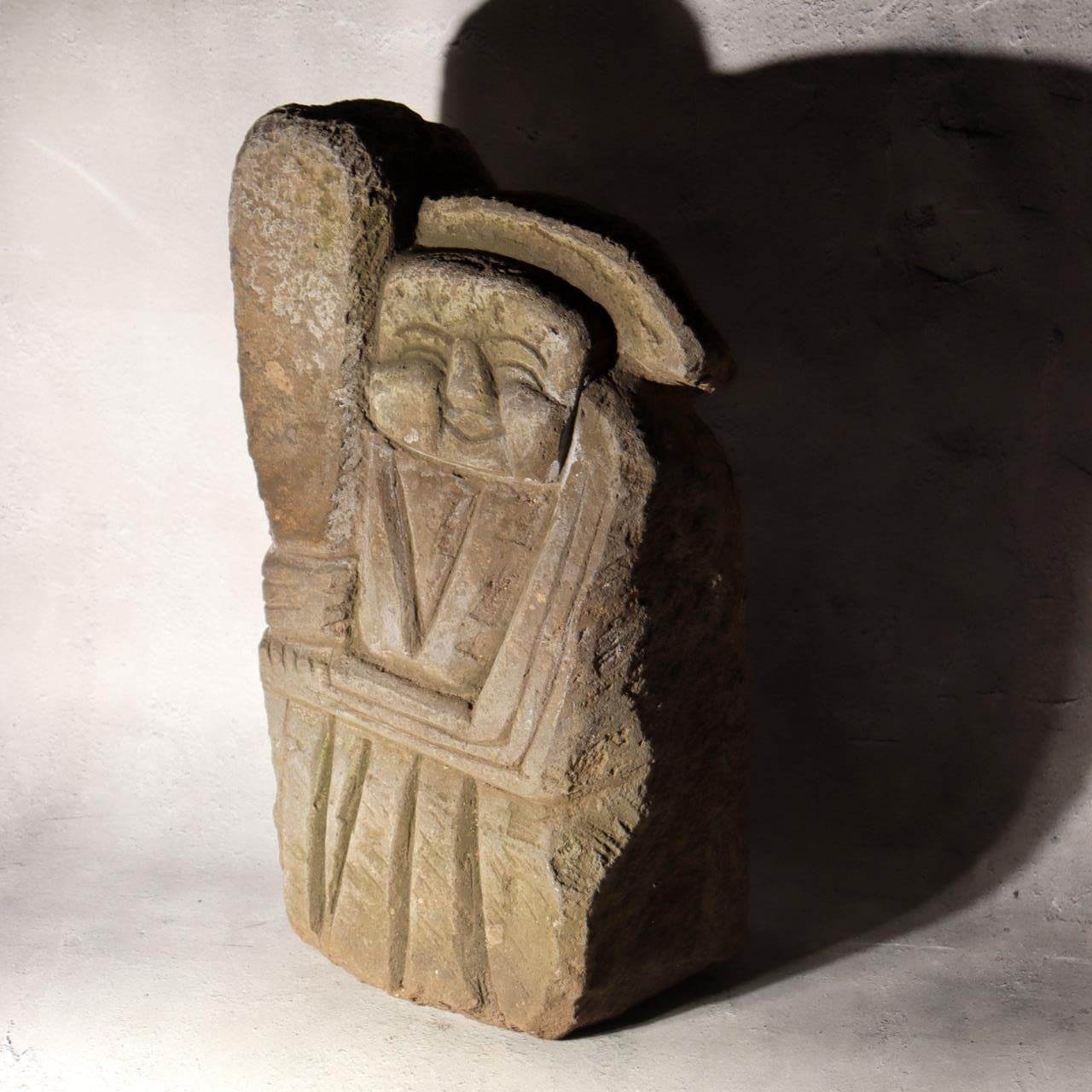 Japanese Antique Stone Statue TanoKami Rice Field God Garden Idol 14kg SDB1380