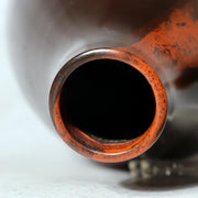 Japanese Bronze Vase Hoko Signed Abstract Red Black Splash Design Vintage BV72311