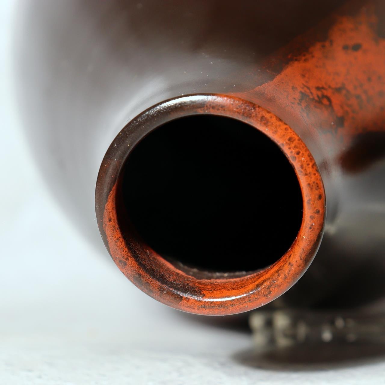 Japanese Bronze Vase Hoko Signed Abstract Red Black Splash Design Vintage BV72311