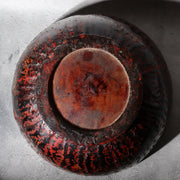Vintage Large Japanese Aizu Lacquerware Wood Bowl  Mottled Red & Black 29cm5