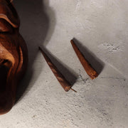 Japanese Antique Wooden Mask Hannya Wall Decor Hardwood Detachable Horns 700g11