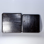 Antique Japanese Aizu Lacquer Square Wooden Serving Tray Set of 2 WO6079