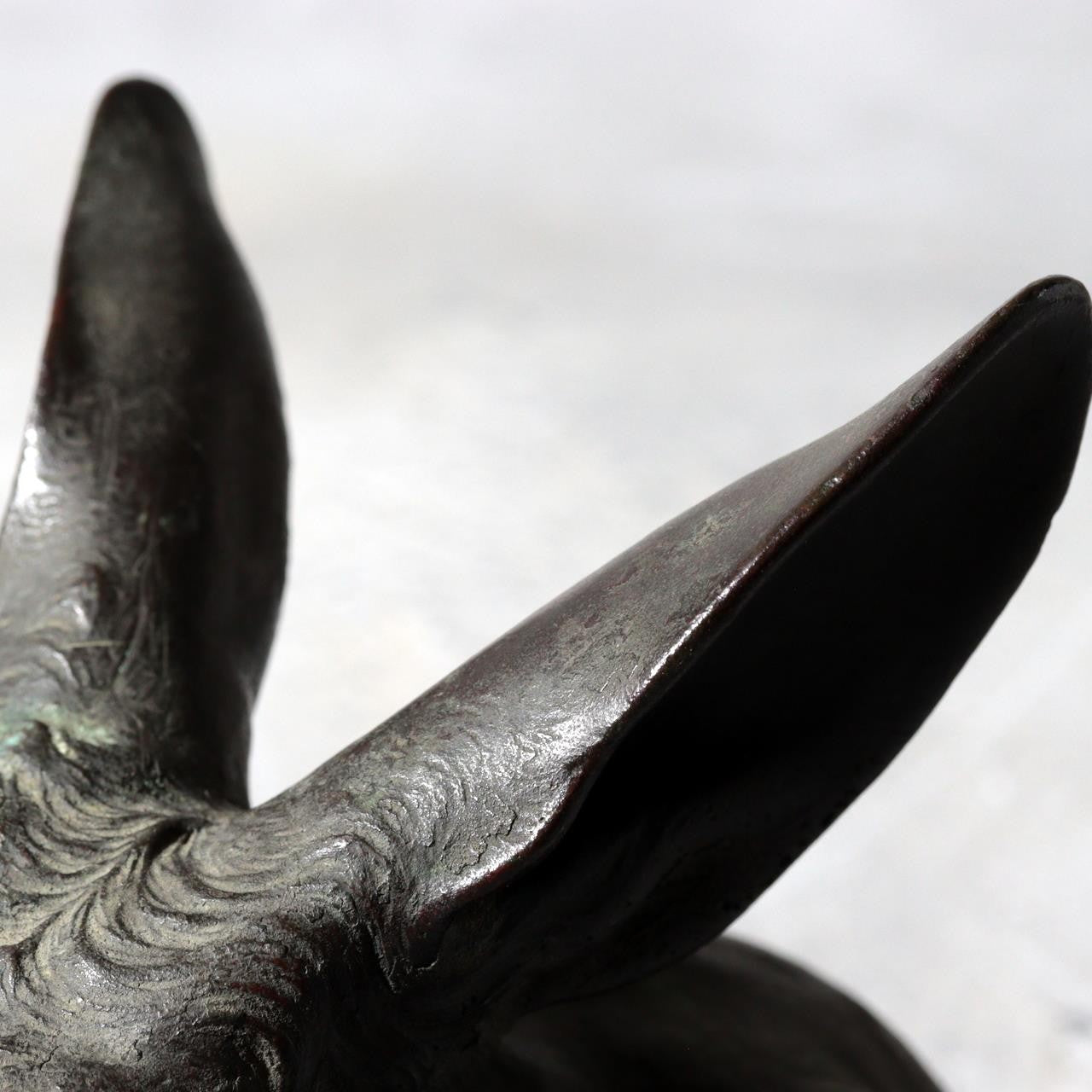 Antique Japanese Bronze Rabbit Okimono Taisho 1919 Signed Ono Tohachi 2.53kg10