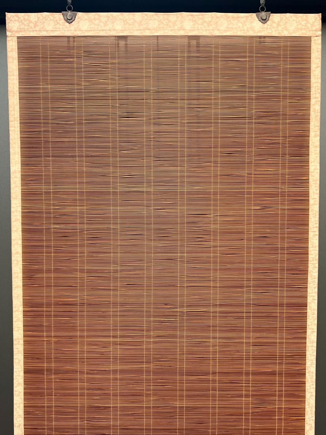 Vintage Japanese Bamboo Sudare Blinds Set of 2 Fabric Border Tassels VG42611