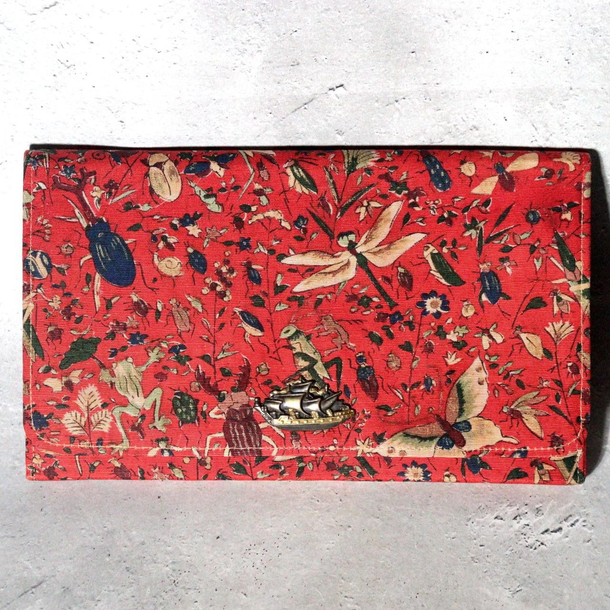 Vintage Japanese Kami-ire Pouch Insects Butterfly Ship Clasp5