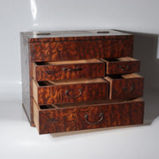Vintage Japanese Tamo Wood Haribako Sewing Box Figured Grain WO6195