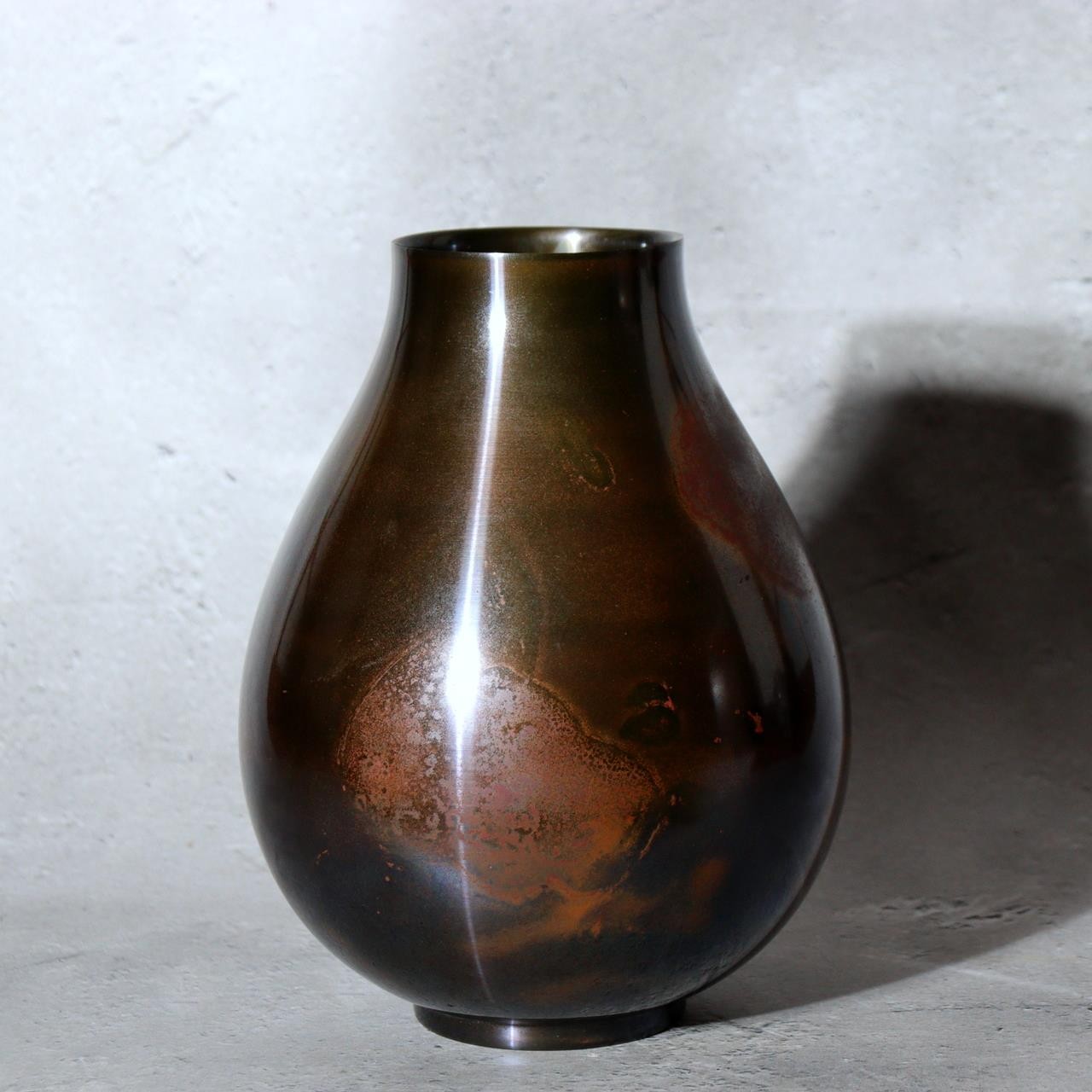 Japanese Master Bronze Vase "Sato no Yama" by Hasegawa Yoshihisa Nitten Juror3
