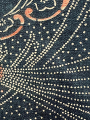 Antique Japanese Indigo Katazome Cotton Fabric Crane Turtle Chrysanthemum3