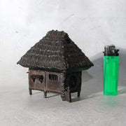 Japanese Cast Bronze Thatched House Incense Burner Koro Kensai II Tomobako2