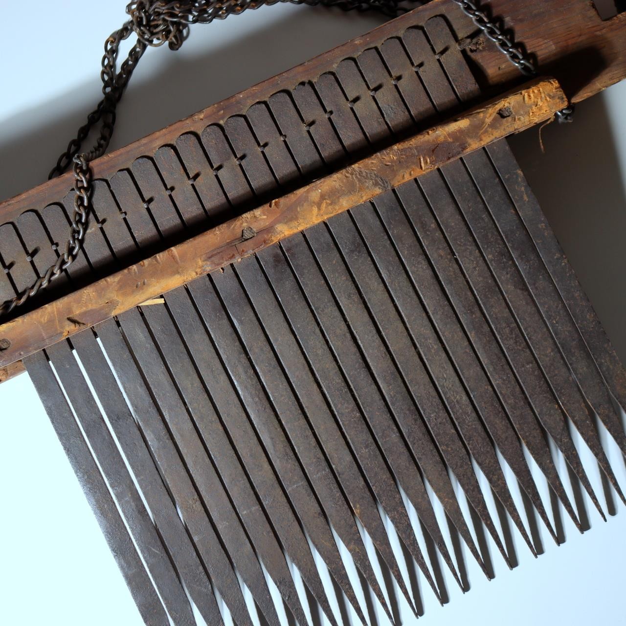 Traditional Japanese Threshing Tool Senbakogi Iron Wood Antique Rice Thresher6