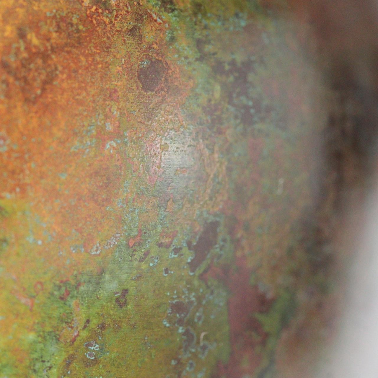 Japanese Vintage Cast Bronze Vase Signed Hosei Mottled Patina Tomobako BV76415