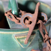 Antique Japanese Mino Oribe Ceramic Well Pulley & Tsurube Buckets SCBP479