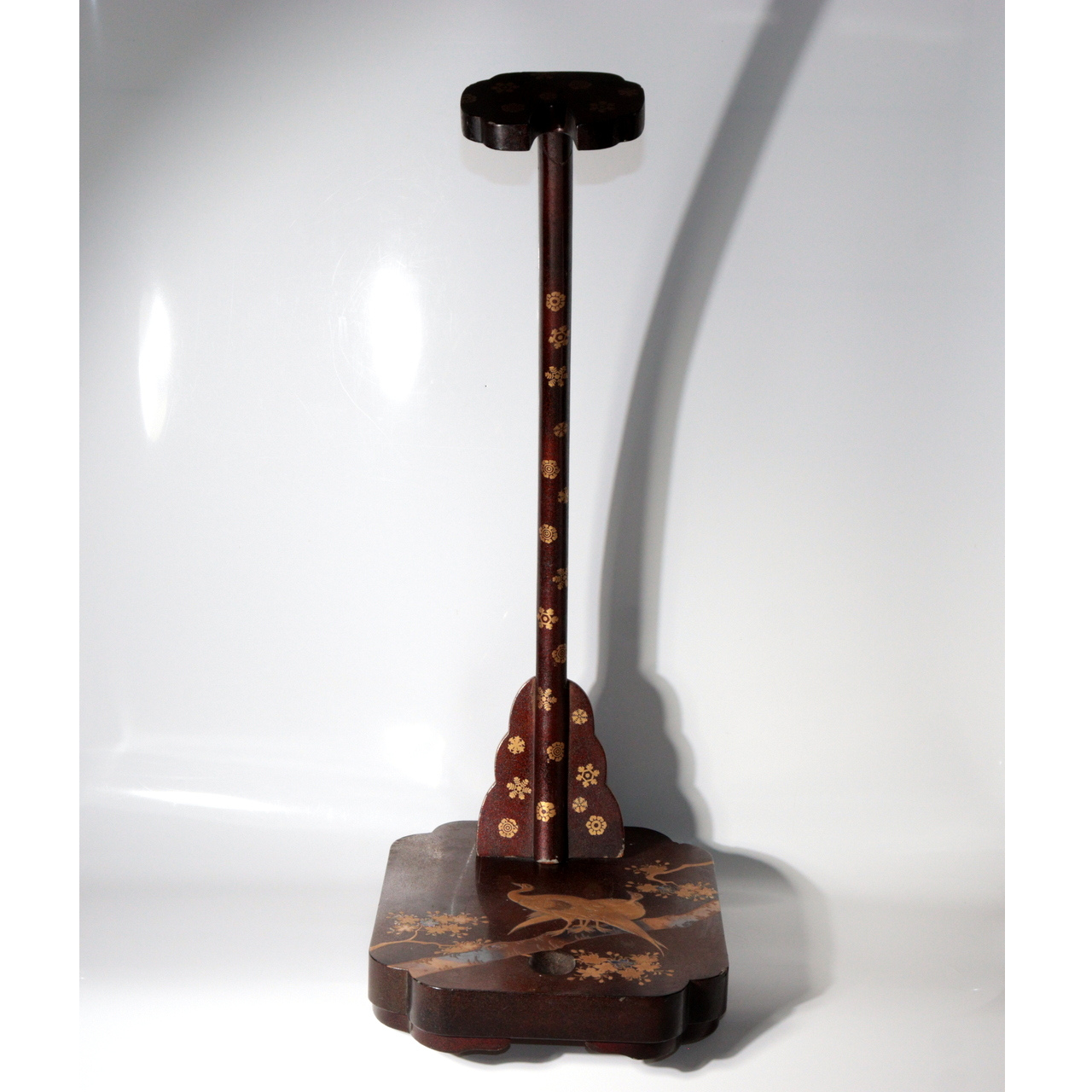 Vintage Japanese Sword Stand Katana Kake Makie Lacquer Phoenix Motif0