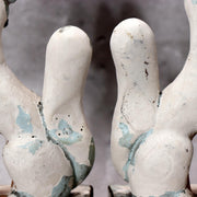 Pair of Vintage Japanese Clay Inari Fox Statues Traditional Gofun Finish Temple14