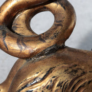 Antique Edo Gilt Wood Neko Tora Cat Tiger Samurai Kabuto Maedate Helmet Crest10