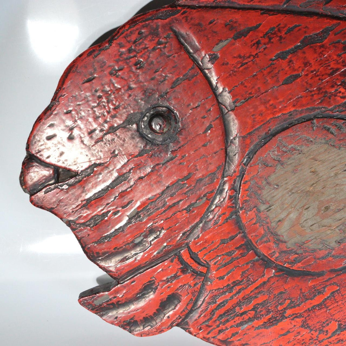 Antique Japanese Buddhist Wooden Fish Board Gyoban Kaipan Red Lacquer Temple2