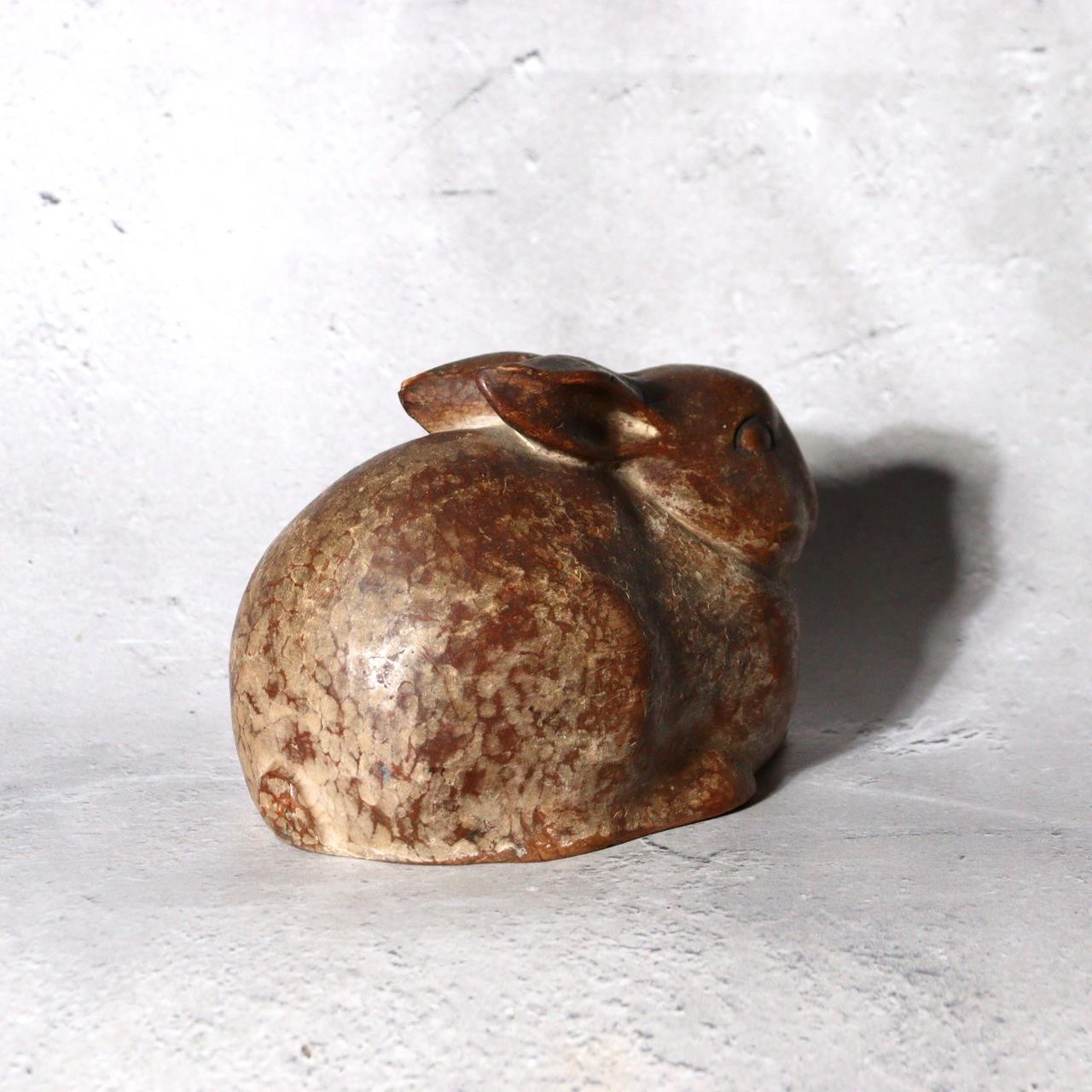 Vintage Japanese Hand-Carved Wood Rabbit Sculpture Early Showa Realistic Mastery4