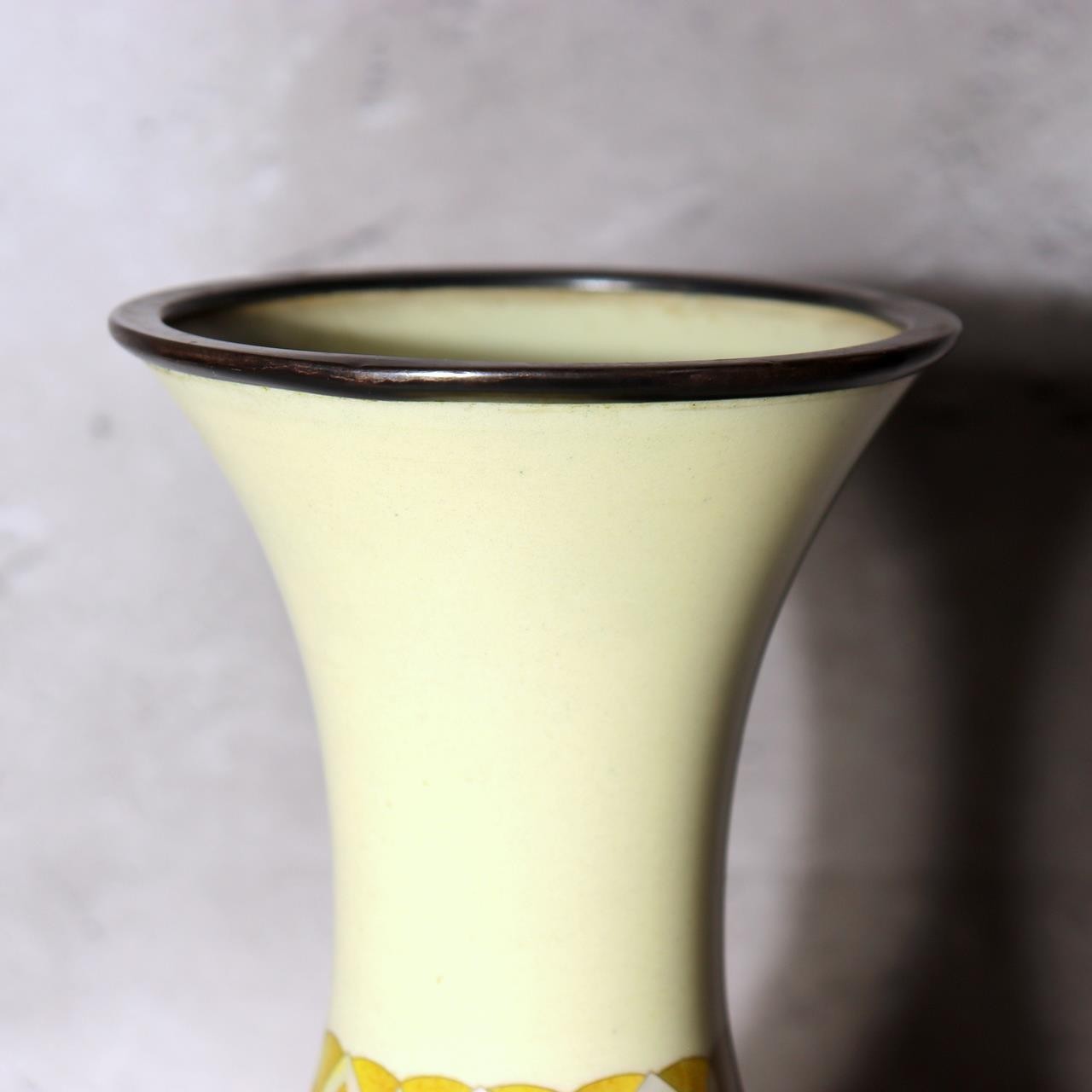 Vintage Japanese Cloisonne Enamel Vase Ota Hiroaki Pure Silver Rim OSV109