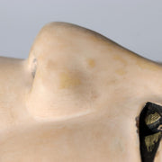 Japanese Carved Wooden Noh Mask Deigan Gold Eyes Signed with Mark Tomobako11
