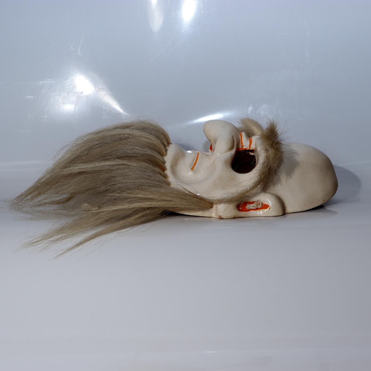 Japanese Vintage Wood Carved Bitchu Kagura Mask Signed Kosaku Tanabe MSK5418