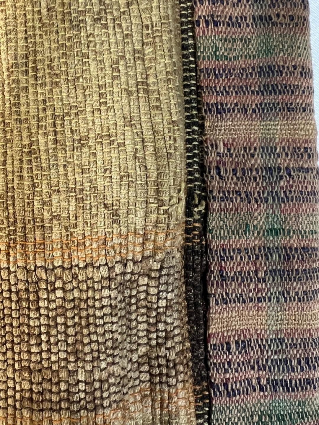 Vintage Japanese Sakiori Rag Weaving Kofu Textile Striped Rug BRKW19114