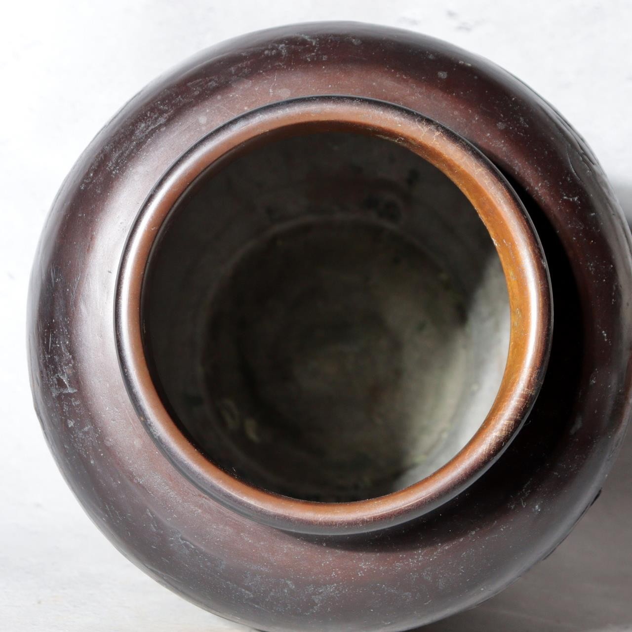 Antique Japanese Takaoka Bronze Vase Hozan Twin Koi Lotus Pond BV774-221