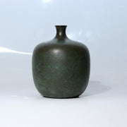 Vintage Japanese Cast Bronze Flower Vase Apple Shape Patina Ikebana BV7651
