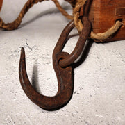 Antique Japanese Wooden Pulley Block Tackle Rope Iron Hook Rustic WO53810