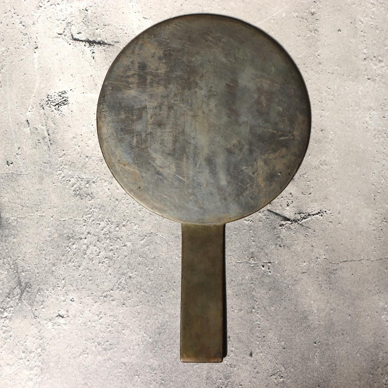 Japanese Antique Bronze Mirror Hand Mirror Bamboo Crest Signed Tenkaichi Edo Era6