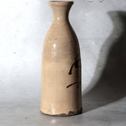 Late Edo Seto Ware Ceramic Sake Bottle Tokkuri Iron Brown Grass Motif PV3171