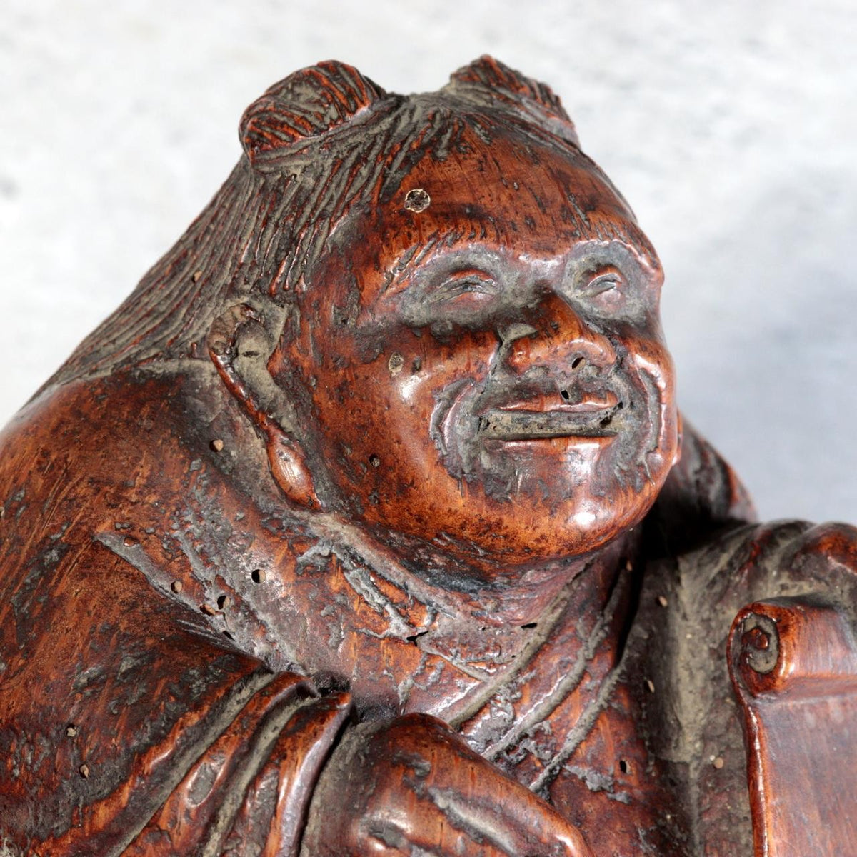 Antique Japanese Bamboo Root Okimono Kanzan Jittoku Hanshan Shide Edo Meiji6