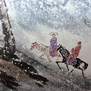1993 Chinese Unmounted Ink Painting Makuri Snow Scene Willow Horse Riders7