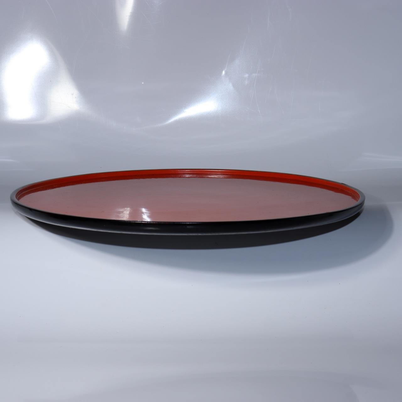 Vintage Aizu Lacquer Round Wooden Serving Tray Plates Red Black Set of 2 Japanes13