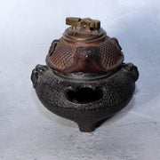 Vintage Japanese Cast Iron Tanuki "Bunbuku Chagama" Desk Lighter & Ashtray Set3
